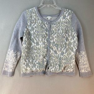 GARNET HILL CARDIGAN SWEATER GREY merino wool silk tag isXL fits like MEDIUM!!!!